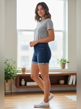Sonoma Dark Blue Rolled Cuff Denim Shorts
